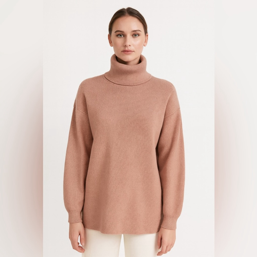 Free People Knit Turtleneck Sweater - Dusty Rose